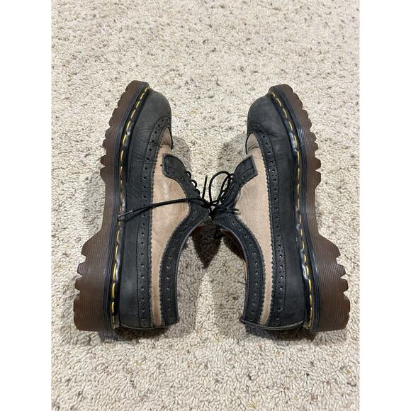 *RARE Vtg 90s Dr Doc Martens UK 4 / US 7 MIE Wing Tip Chunky Shoes Tan/Black J24 - Picture 5 of 9